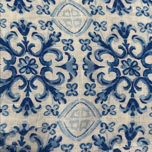 Isaac Mizrahi Blue & White Tile Pattern Linen Tunic Topp Sz XL - Picture 6 of 10